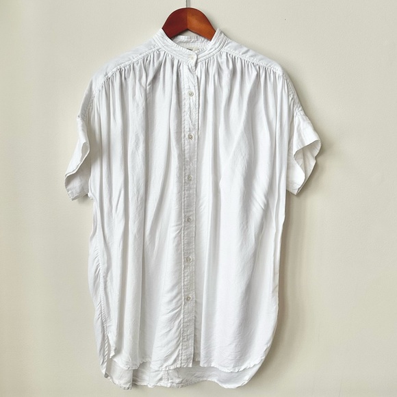Aritzia Tops - ARITZIA | WILFRED WHITE BERTILLON OVERSIZED BUTTON UP BLOUSE TUNIC LINEN-LIKE